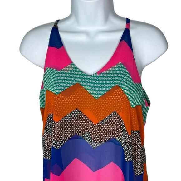 R Rouge Women’s S Spaghetti Strap Sheer Chevron Top - Picture 2 of 7
